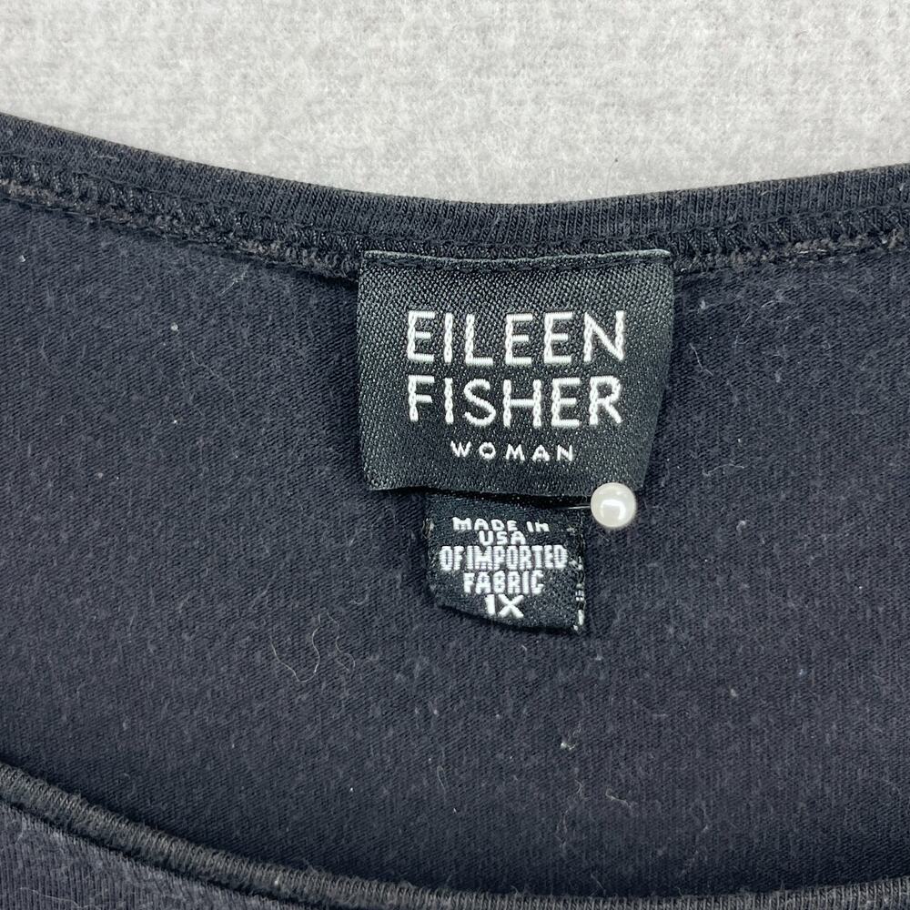 EILEEN FISHER Tank Top 1X Stretch Supima Organic Cotton Jersey Washed Black USA - Picture 5 of 9